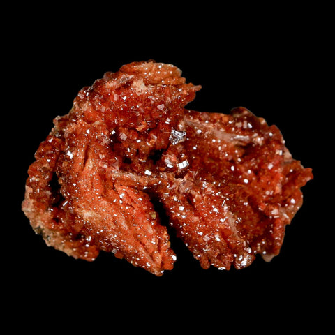 2.2" Sparkly Red Vanadinite Crystals on White Barite Blades Mineral Mabladen Morocco - Fossil Age Minerals