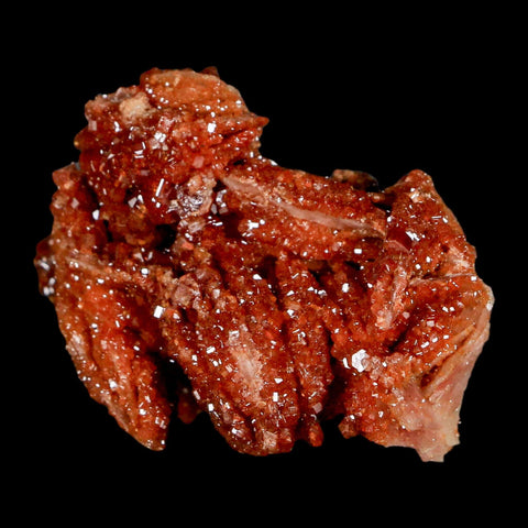2.2" Sparkly Red Vanadinite Crystals on White Barite Blades Mineral Mabladen Morocco - Fossil Age Minerals