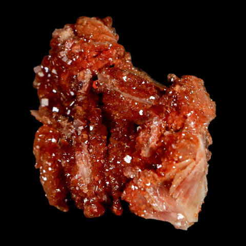 2.2" Sparkly Red Vanadinite Crystals on White Barite Blades Mineral Mabladen Morocco - Fossil Age Minerals