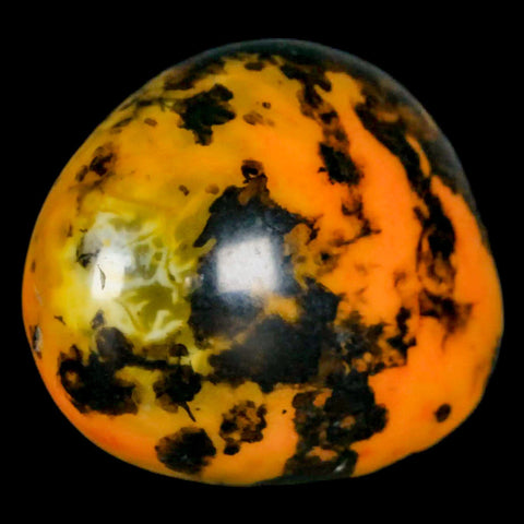1.8" Polished Yellow Silk Banded Agate Chalcedony Mineral Palm Stone - Fossil Age Minerals