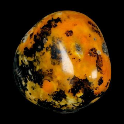 1.9" Polished Yellow Orange Silk Banded Agate Chalcedony Mineral Palm Stone - Fossil Age Minerals