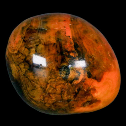 1.6" Polished Yellow Orange Silk Banded Agate Chalcedony Mineral Palm Stone - Fossil Age Minerals