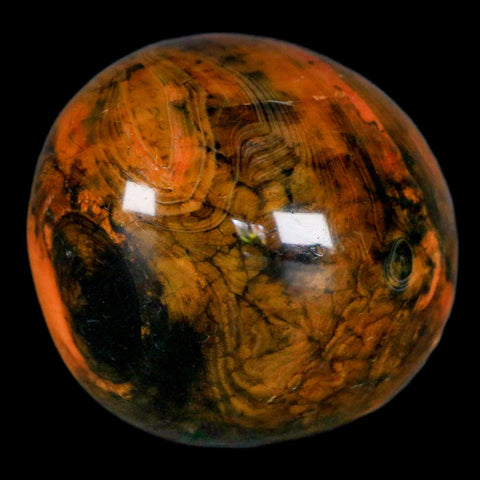 1.6" Polished Yellow Orange Silk Banded Agate Chalcedony Mineral Palm Stone - Fossil Age Minerals