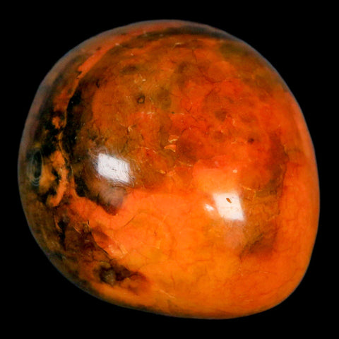1.6" Polished Yellow Orange Silk Banded Agate Chalcedony Mineral Palm Stone - Fossil Age Minerals