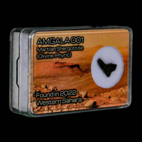 Mars Rock Martian Meteorite Amgala 001 Shergottite Olivine-Phyric Display - Fossil Age Minerals