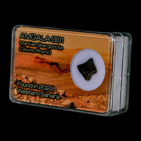 Mars Rock Martian Meteorite Amgala 001 Shergottite Olivine-Phyric Display - Fossil Age Minerals