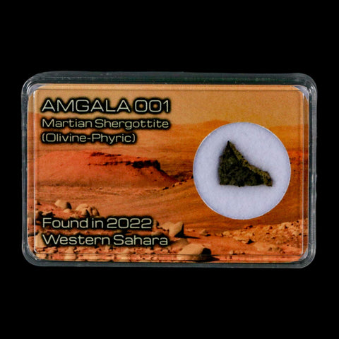 Mars Rock Martian Meteorite Amgala 001 Shergottite Olivine-Phyric Display - Fossil Age Minerals