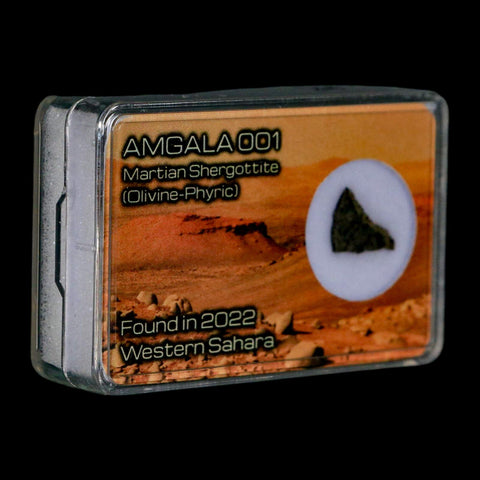 Mars Rock Martian Meteorite Amgala 001 Shergottite Olivine-Phyric Display - Fossil Age Minerals
