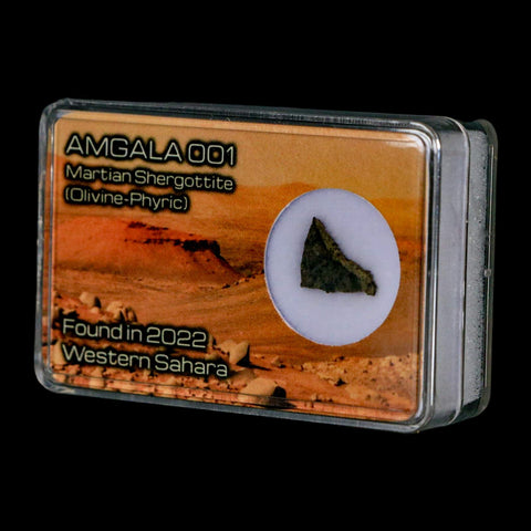 Mars Rock Martian Meteorite Amgala 001 Shergottite Olivine-Phyric Display - Fossil Age Minerals