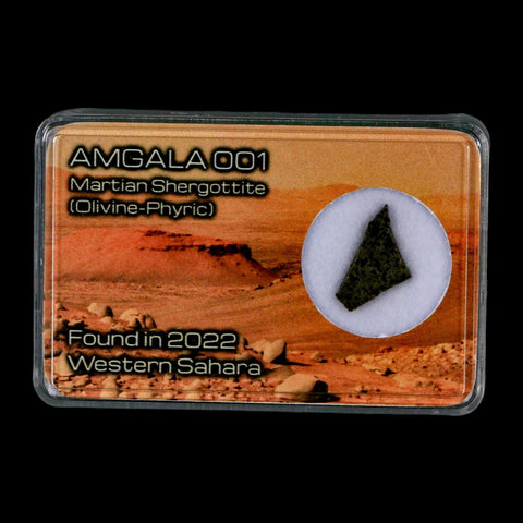 Mars Rock Martian Meteorite Amgala 001 Shergottite Olivine-Phyric Display - Fossil Age Minerals