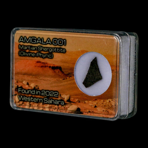 Mars Rock Martian Meteorite Amgala 001 Shergottite Olivine-Phyric Display - Fossil Age Minerals