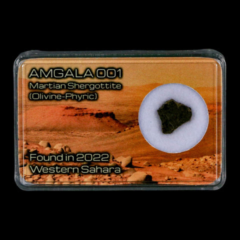 Mars Rock Martian Meteorite Amgala 001 Shergottite Olivine-Phyric Display - Fossil Age Minerals