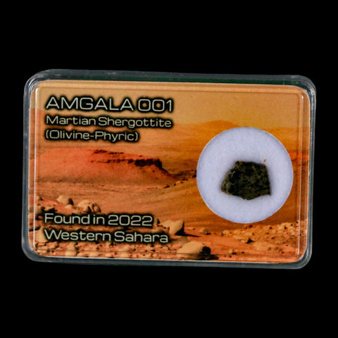 Mars Rock Martian Meteorite Amgala 001 Shergottite Olivine-Phyric Display - Fossil Age Minerals