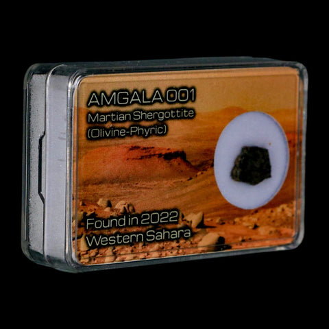 Mars Rock Martian Meteorite Amgala 001 Shergottite Olivine-Phyric Display - Fossil Age Minerals