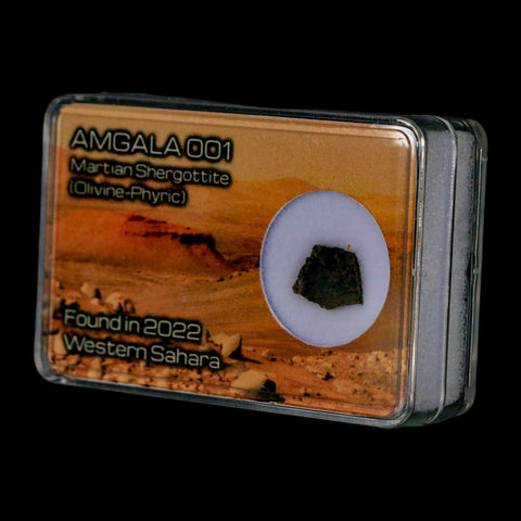 Mars Rock Martian Meteorite Amgala 001 Shergottite Olivine-Phyric Display - Fossil Age Minerals