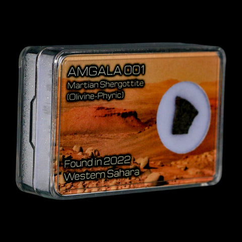 Mars Rock Martian Meteorite Amgala 001 Shergottite Olivine-Phyric Display - Fossil Age Minerals