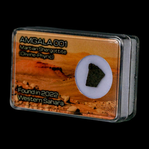 Mars Rock Martian Meteorite Amgala 001 Shergottite Olivine-Phyric Display - Fossil Age Minerals