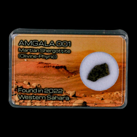 Mars Rock Martian Meteorite Amgala 001 Shergottite Olivine-Phyric Display - Fossil Age Minerals