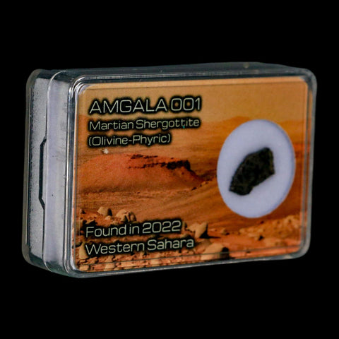 Mars Rock Martian Meteorite Amgala 001 Shergottite Olivine-Phyric Display - Fossil Age Minerals