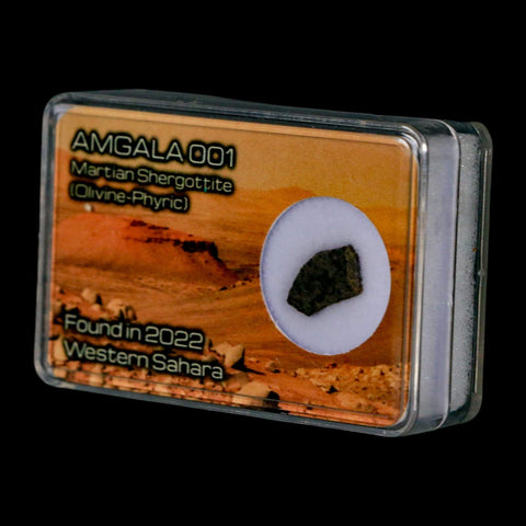 Mars Rock Martian Meteorite Amgala 001 Shergottite Olivine-Phyric Display - Fossil Age Minerals