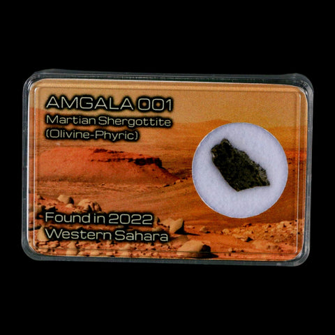Mars Rock Martian Meteorite Amgala 001 Shergottite Olivine-Phyric Display - Fossil Age Minerals