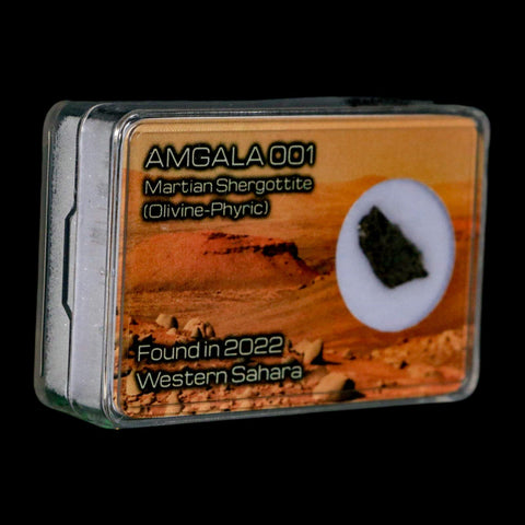 Mars Rock Martian Meteorite Amgala 001 Shergottite Olivine-Phyric Display - Fossil Age Minerals