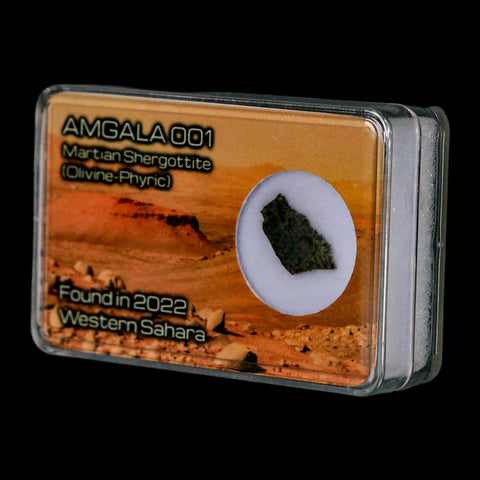 Mars Rock Martian Meteorite Amgala 001 Shergottite Olivine-Phyric Display - Fossil Age Minerals