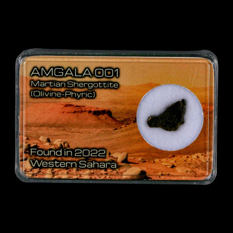Mars Rock Martian Meteorite Amgala 001 Shergottite Olivine-Phyric Display - Fossil Age Minerals