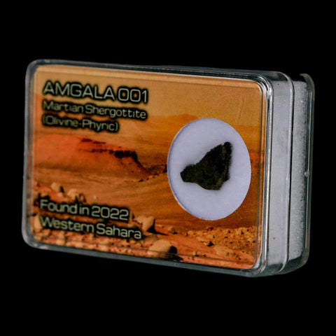 Mars Rock Martian Meteorite Amgala 001 Shergottite Olivine-Phyric Display - Fossil Age Minerals