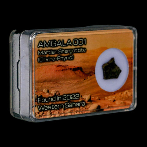 Mars Rock Martian Meteorite Amgala 001 Shergottite Olivine-Phyric Display - Fossil Age Minerals