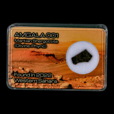 Mars Rock Martian Meteorite Amgala 001 Shergottite Olivine-Phyric Display - Fossil Age Minerals