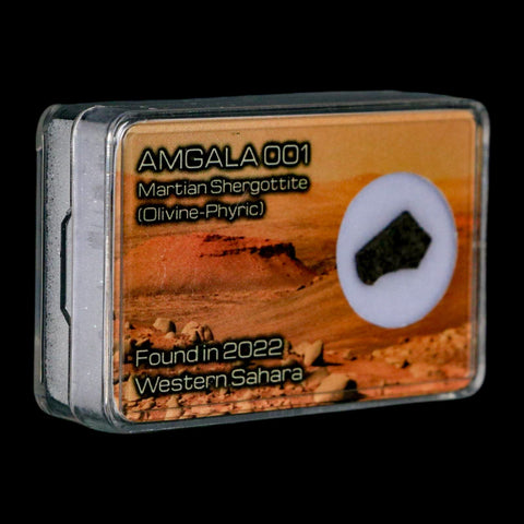 Mars Rock Martian Meteorite Amgala 001 Shergottite Olivine-Phyric Display - Fossil Age Minerals