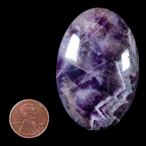 2.4" Chevron Amethyst Polished Crystal Mineral Palm Stone Specimen Brazil - Fossil Age Minerals