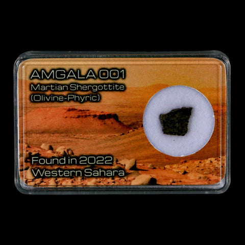 Mars Rock Martian Meteorite Amgala 001 Shergottite Olivine-Phyric Display - Fossil Age Minerals
