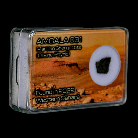 Mars Rock Martian Meteorite Amgala 001 Shergottite Olivine-Phyric Display - Fossil Age Minerals