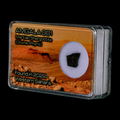Mars Rock Martian Meteorite Amgala 001 Shergottite Olivine-Phyric Display - Fossil Age Minerals