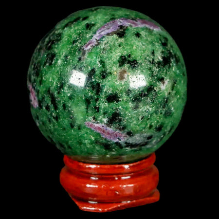 40MM Natural Polished Ruby In Zoisite Sphere Gemstone Crystal Ball Anyolite Stand