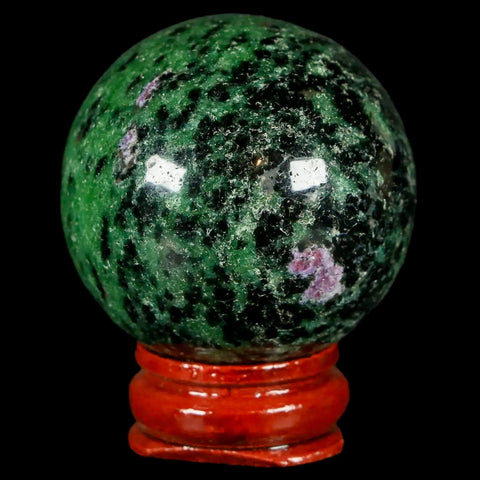 40MM Natural Polished Ruby In Zoisite Sphere Gemstone Crystal Ball Anyolite Stand - Fossil Age Minerals