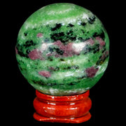 40MM Natural Polished Ruby In Zoisite Sphere Gemstone Crystal Ball Anyolite Stand