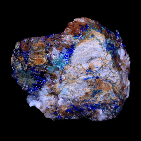 2.3" Sparkly Azurite Crystals On Quartz Crystal Mineral Specimen Tiznit Morocco - Fossil Age Minerals