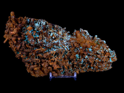 7.6" Malachite On Quartz Crystal  Mineral Specimen Tiznit Morocco Stand - Fossil Age Minerals