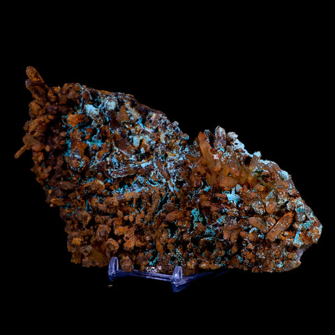 7.6" Malachite On Quartz Crystal  Mineral Specimen Tiznit Morocco Stand - Fossil Age Minerals