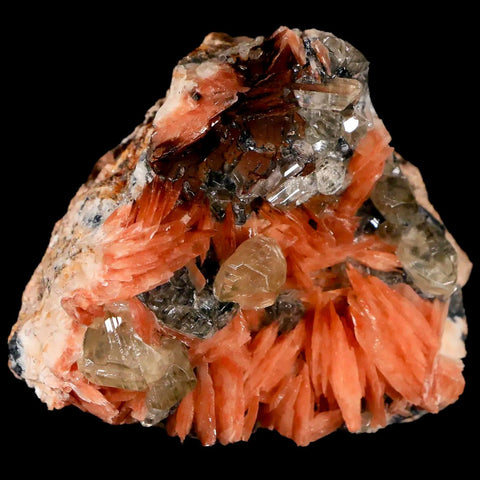 2.2" Light Orange Barite Blades, Cerussite Crystals, Galena Crystal Mineral Morocco - Fossil Age Minerals