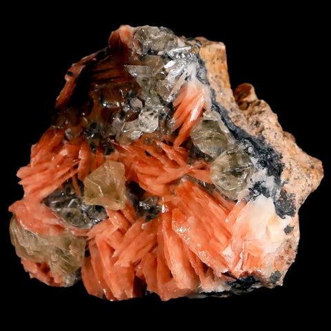 2.2" Light Orange Barite Blades, Cerussite Crystals, Galena Crystal Mineral Morocco - Fossil Age Minerals