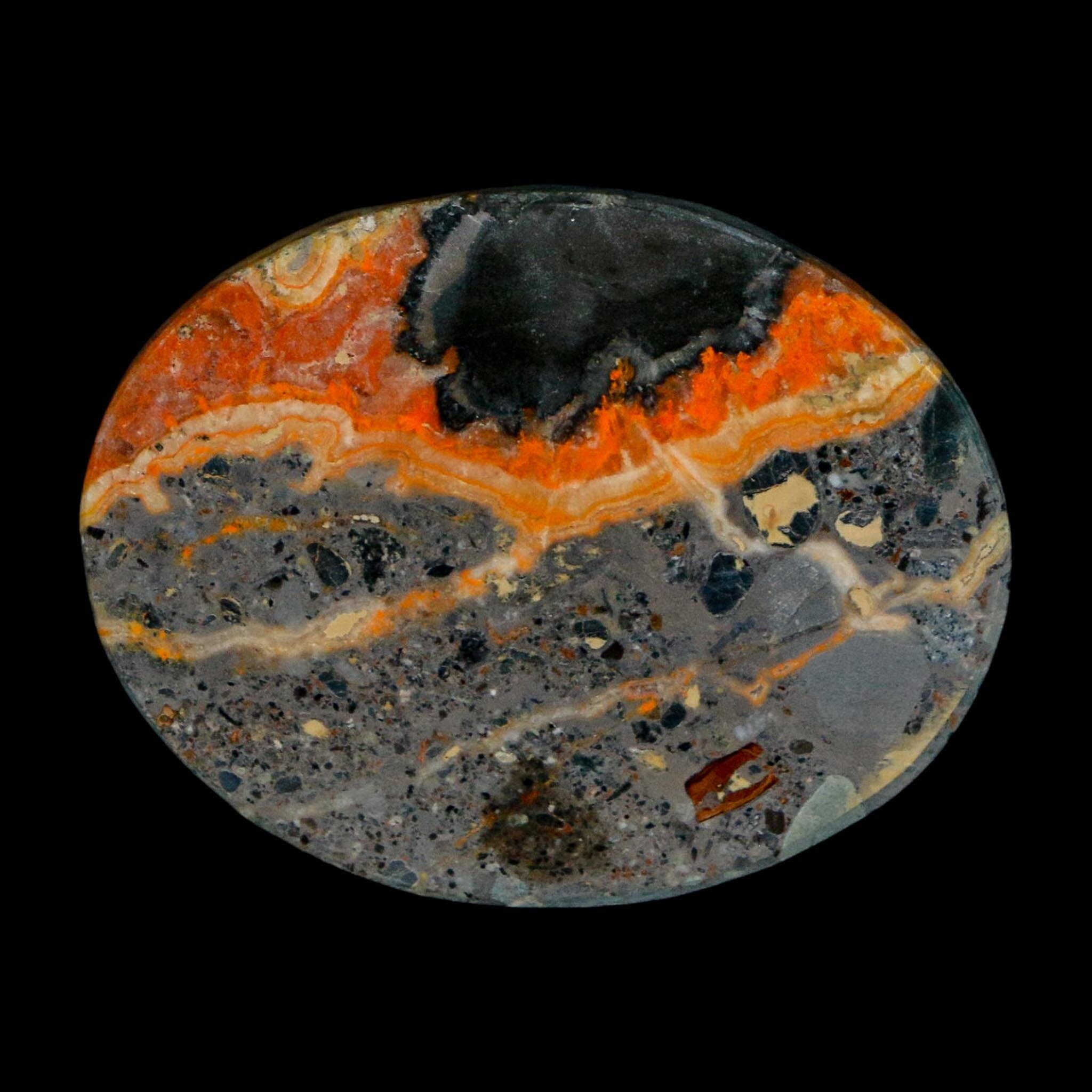 1.8" Bumblebee Jasper Natural Polished Mineral Palm Stone Java Indonesia - Fossil Age Minerals