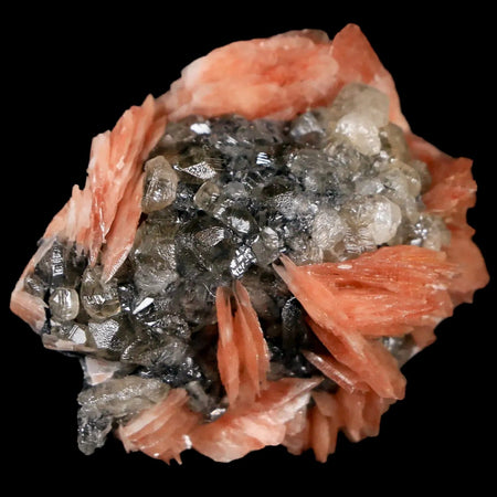 1.6" Light Orange Barite Blades, Cerussite Crystals, Galena Crystal Mineral Morocco