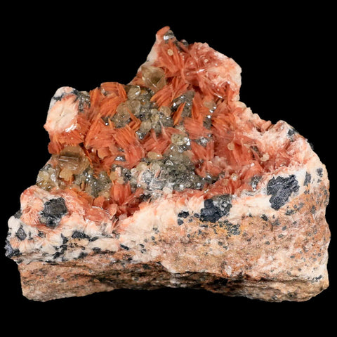 4.5" Light Orange Barite Blades, Cerussite Crystals, Galena Crystal Mineral Morocco - Fossil Age Minerals