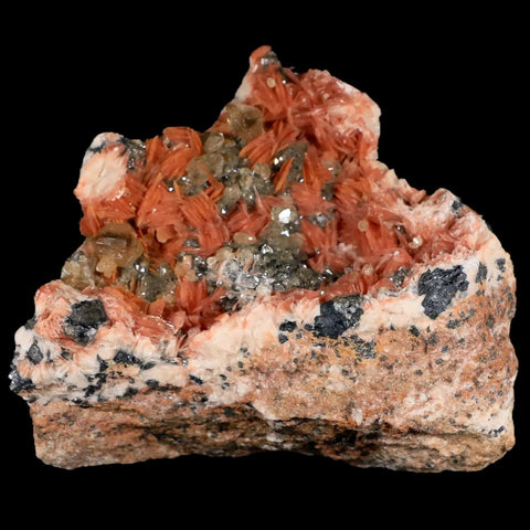 4.5" Light Orange Barite Blades, Cerussite Crystals, Galena Crystal Mineral Morocco - Fossil Age Minerals