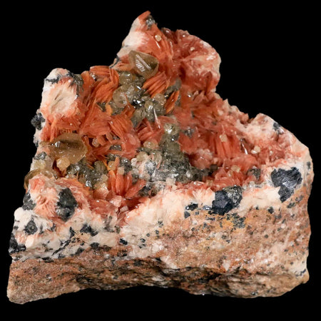 4.5" Light Orange Barite Blades, Cerussite Crystals, Galena Crystal Mineral Morocco