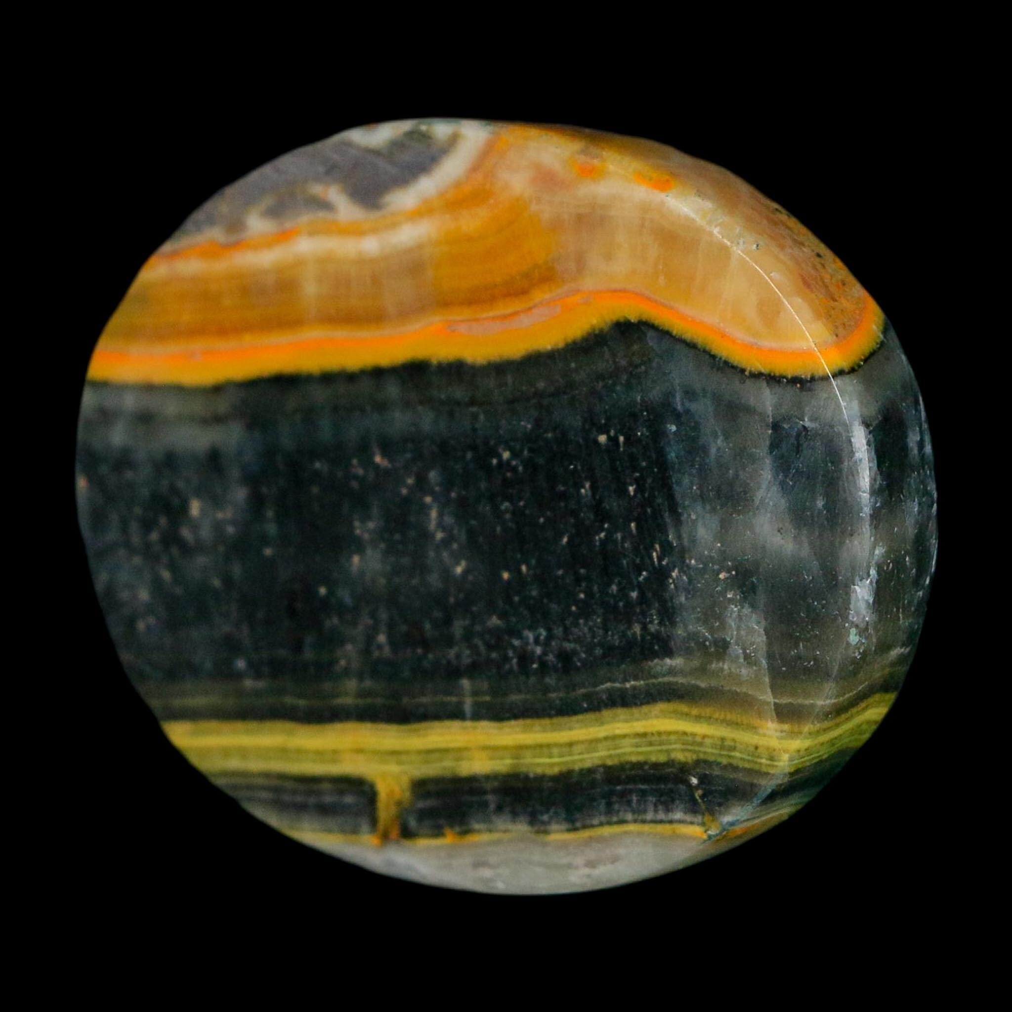 1.8" Bumblebee Jasper Natural Polished Mineral Palm Stone Java Indonesia - Fossil Age Minerals